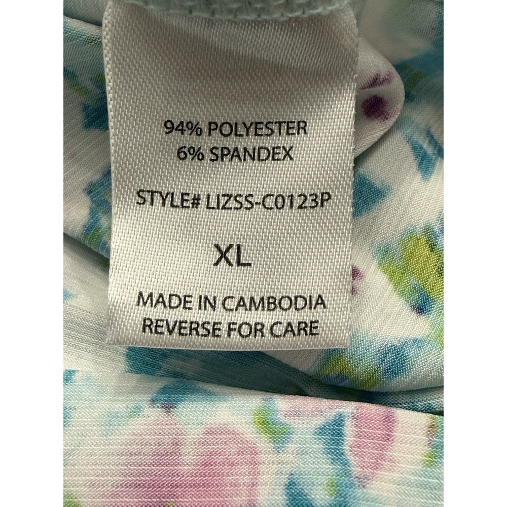 Dear Scarlett Lizzy Blouse V-Neck Bright Floral Multi Print Stretchy Top XL - Picture 7 of 8